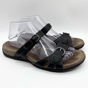 TAOS Black Double Buckle Strap Comfort Slide Sandals Size 9/40 Business Casual